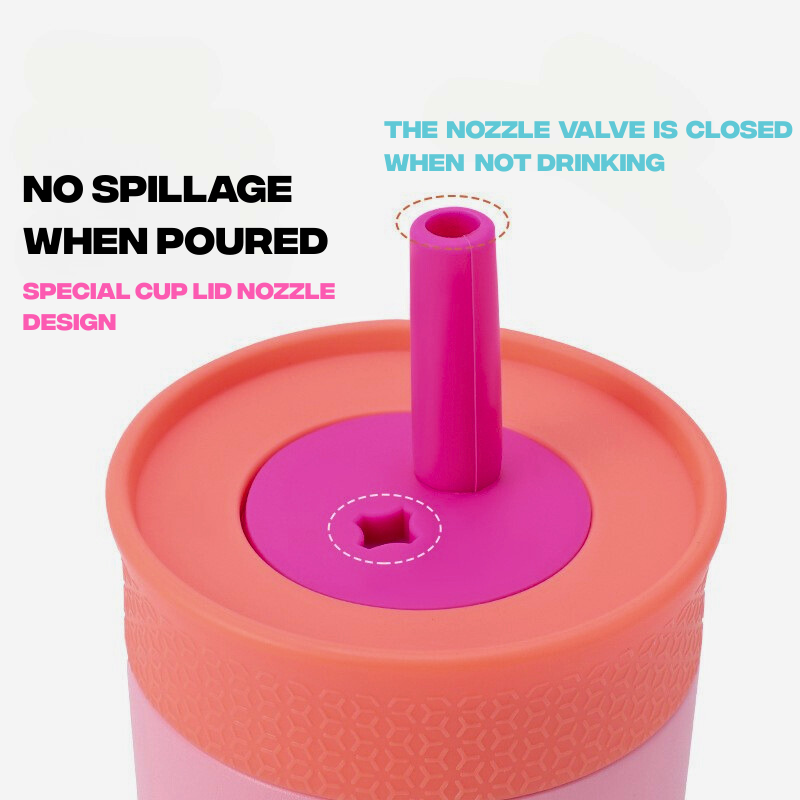 12oz Kids Insulated Tumbler | Spill-Resistant Flexible Straw | Safety Hydration Bottle
