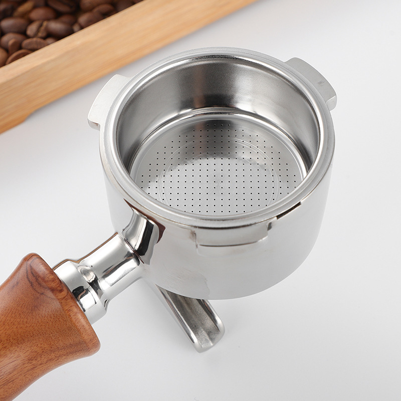 Premium Bottomless Portafilter | 58mm SUS304 Wood Handle | Pro Barista Espresso Bulk